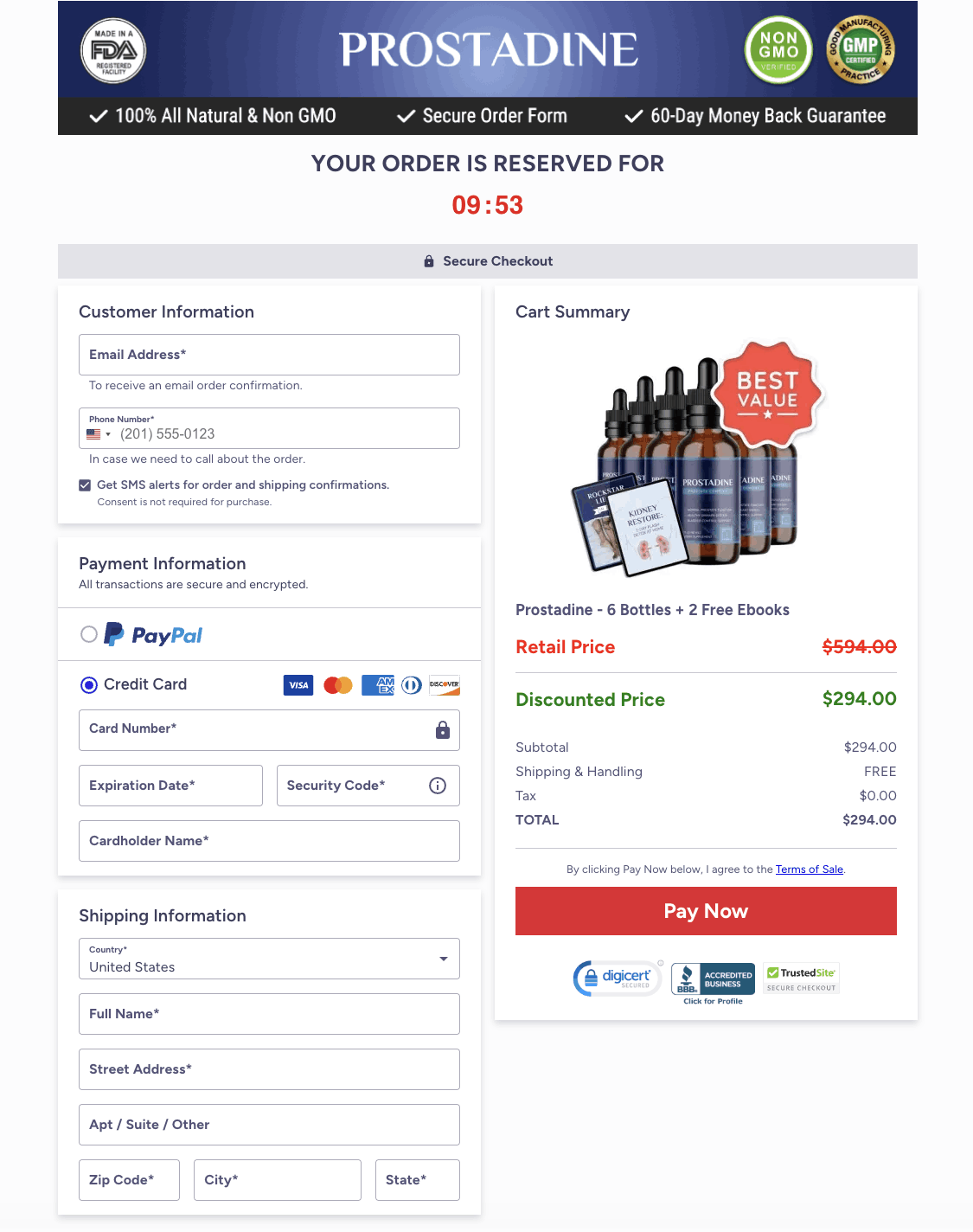 Prostadine-checkout-page